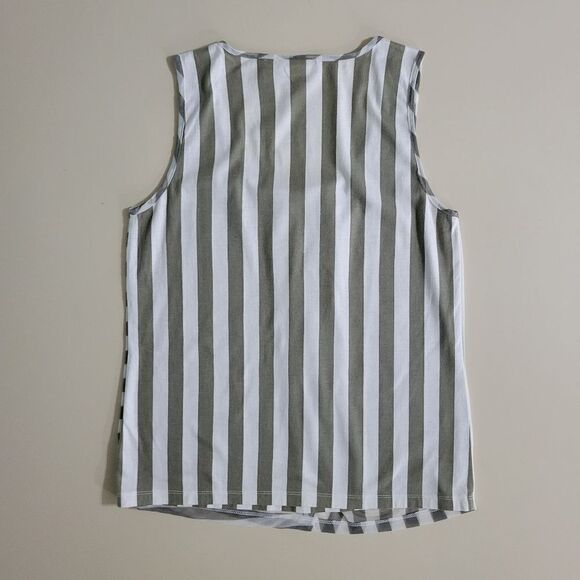 Chico's Striped Scoop-neck Tank Top with Sheer Front Overlay - Picture 10 of 11